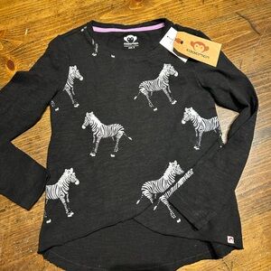 Appaman New Size 8 Girls Black Long Sleeve Zebra Tee